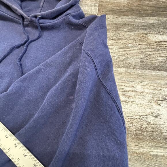 Vintage 80s 90s Nike Blue Mens Large Hoodie Chest Embroidered Logo Swoosh Hoodie - Picture 4 of 10